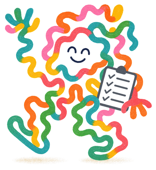 Colorful abstract character with clipboard