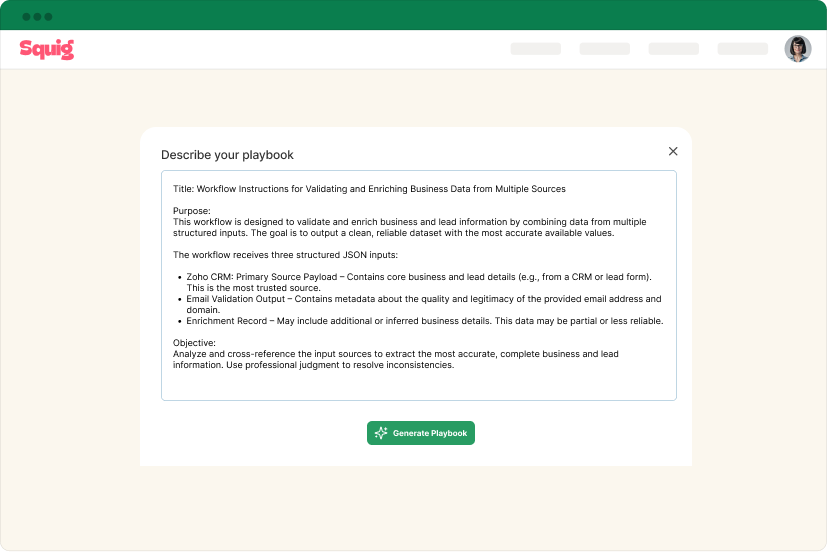 Step 1: Describe what your playbook needs to do, refer to data from your apps